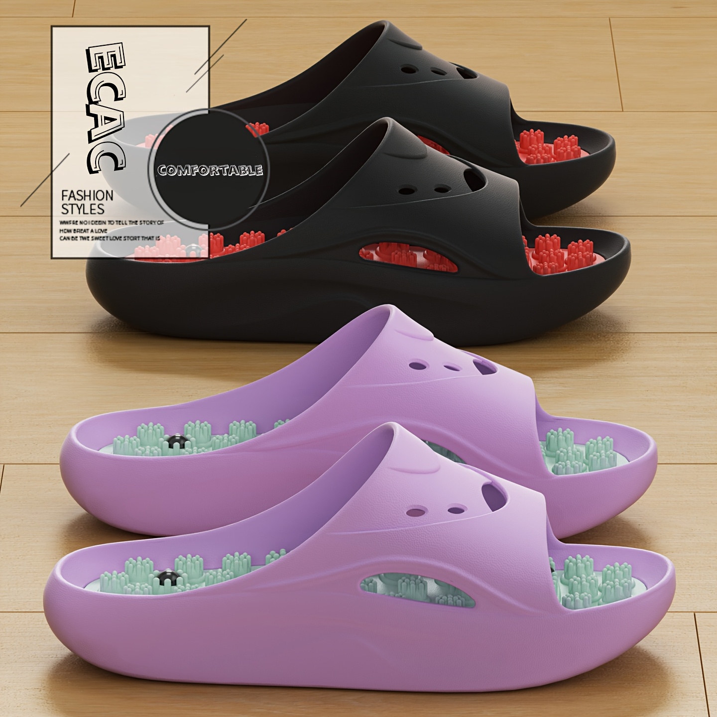 Water Shoes - รองเท้าแตะนวด EVA สำหรับผู้หญิงและผู้ชาย พื้นหนา กันลื่น ใส่ในห้องน้ำ