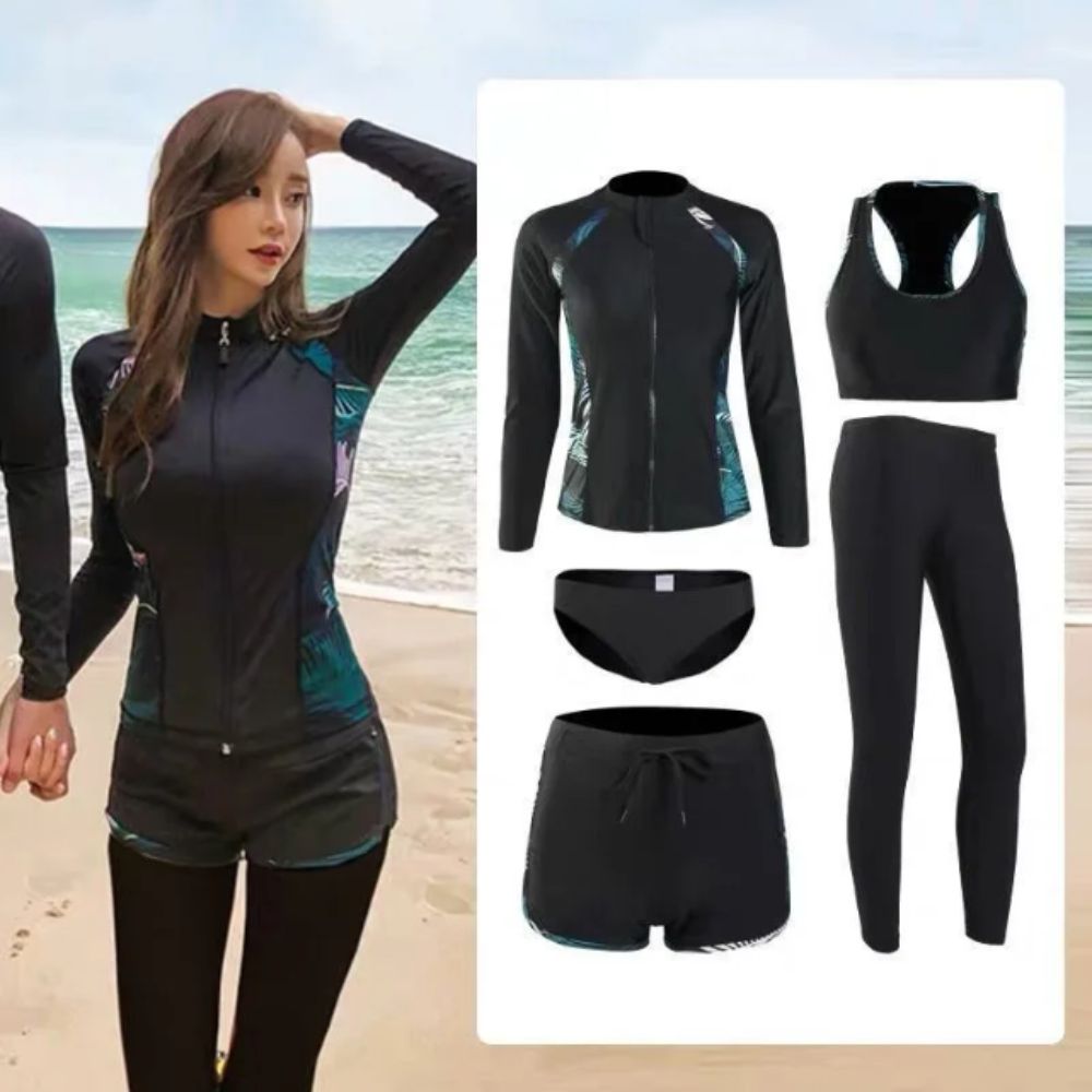 Wetsuit Men - ชุดดำน้ำแขนยาวแบบแยกชิ้น กางเกงขายาว วัสดุเนื้อนุ่ม ชุดดำน้ำ ป้องกันแสงแดด แบบซิป