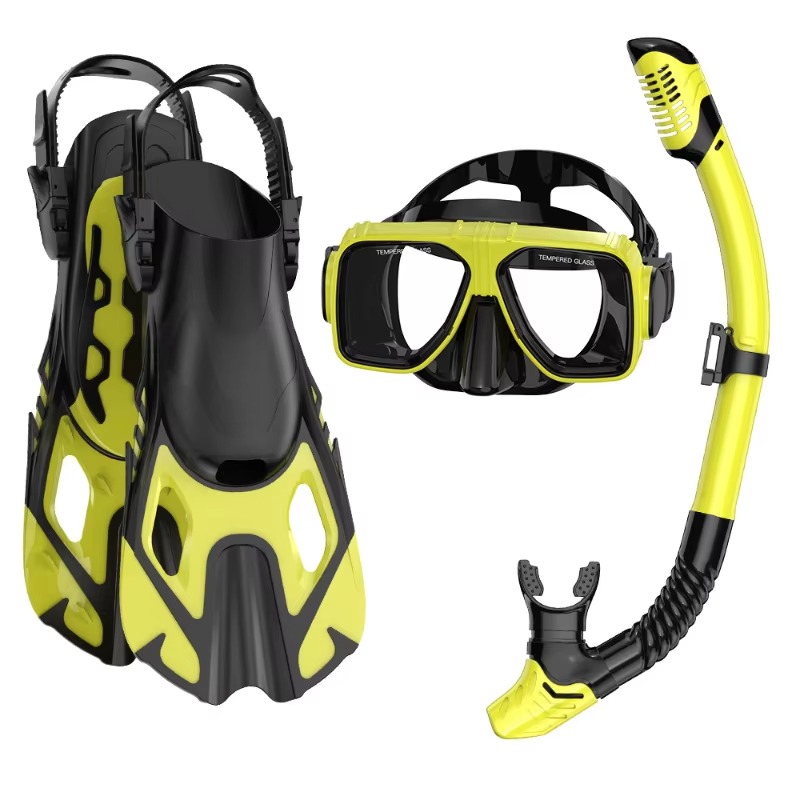 Snorkel Set - ชุดดำน้ำแบบมืออาชีพ 3 ชิ้น หน้ากากซิลิโคน ท่อหายใจ และฟิน