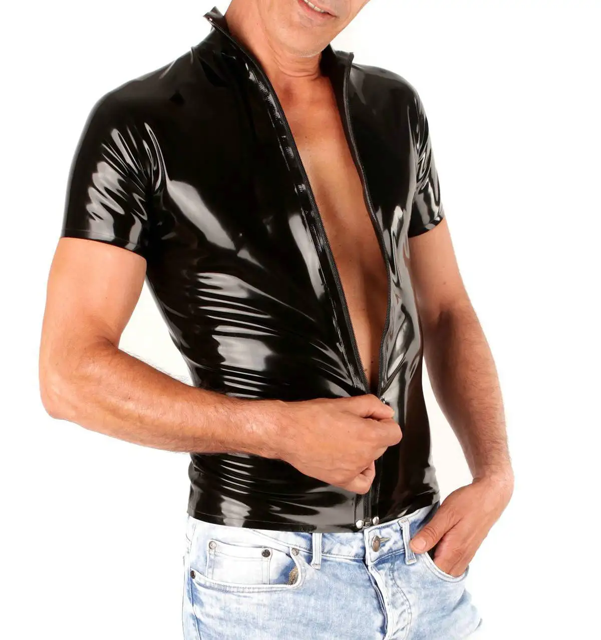 Wetsuit Men - กางเกงในยางเซ็กซี่สำหรับผู้ชายกางเกงในแบบมีซิปด้านหน้ากางเกงในแบบสั้นสำหรับผู้ชายดูเปียก