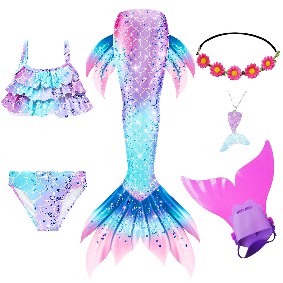 ชุดหางนางเงือกสำหรับเด็กผู้หญิ - Swim Fins บทวิจารณ์และราคา